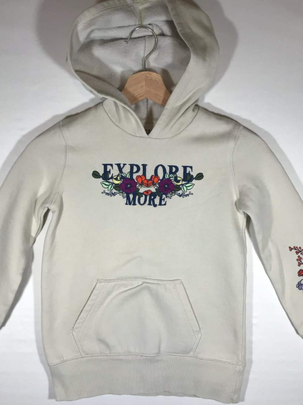 Thereabouts Girl's XS 6/6X Off-White Long Sleeve Hoodie Sweatshirt
